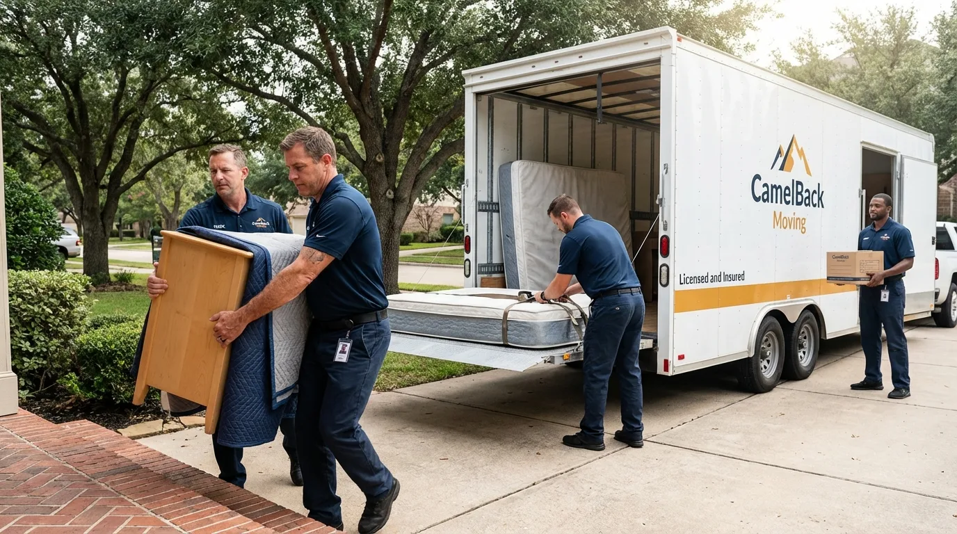 Crew loading residential truck for cross-state move from Dresher, PA