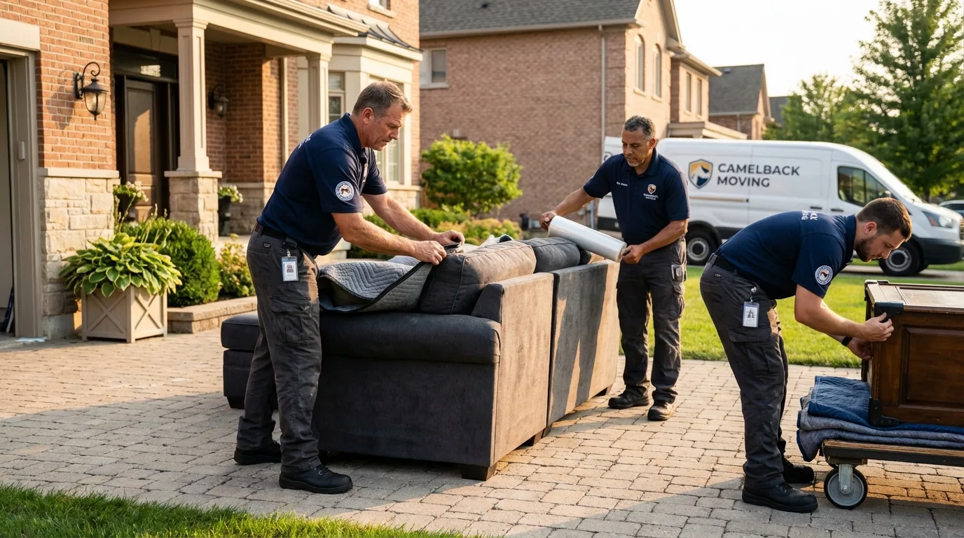 Large estate moving crew wrapping furniture in Dresher, PA