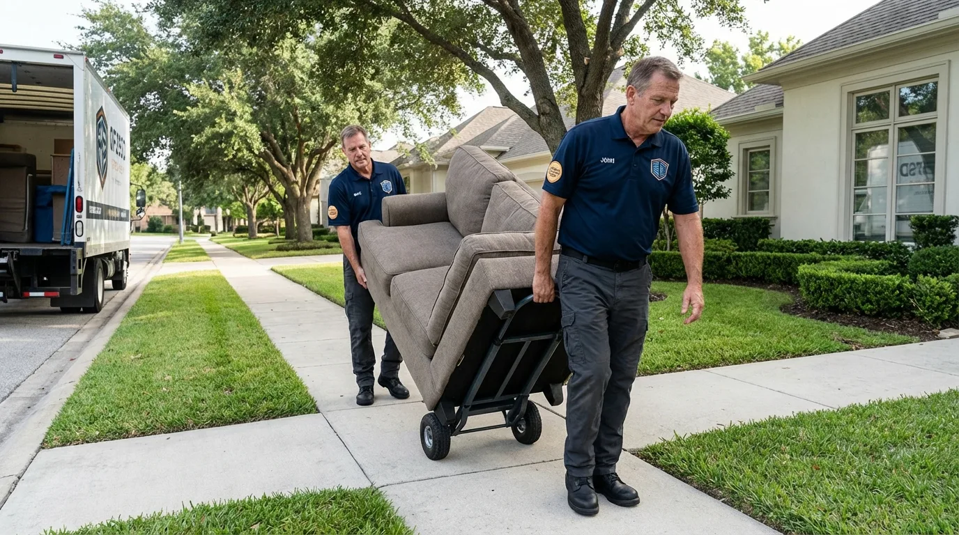 Local residential moving crew loading furniture in Dresher, PA