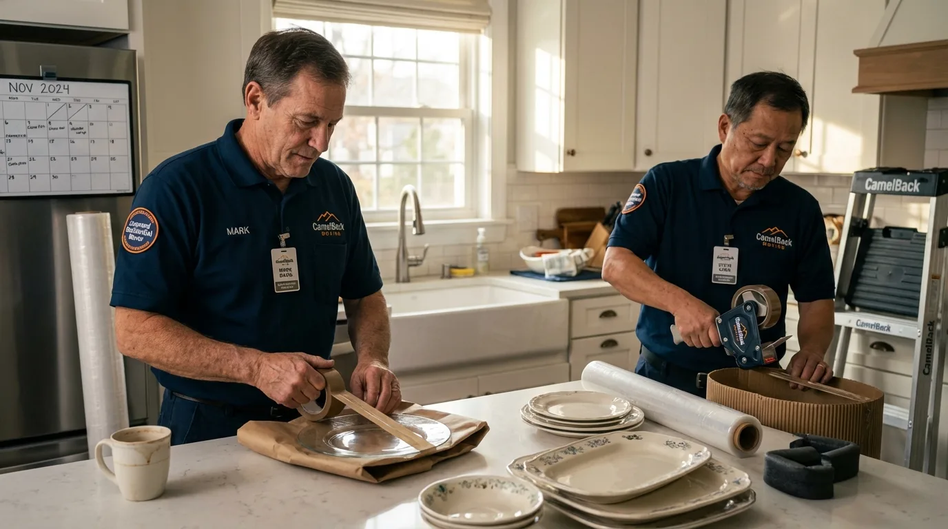 Professional crew packing kitchen dishware in Dresher, PA